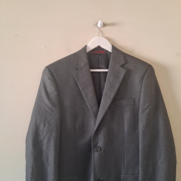 Chaps Grey 2-Button Notch Collar Long Sleeve Blazer Jacket / Sport Coat - Picture 2 of 11